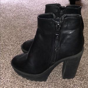 Black leather booties